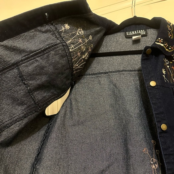 ❗️ Signature by Jerell Denim Sleeveless Embroidered Vest Size XL - Picture 11 of 13